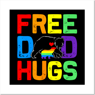 LGBTQ Bear Free Dad Hugs Proud Ally Flag Pride Posters and Art